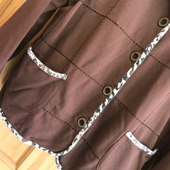 KORET snow leopard animal print trimmed jacket petite size MP - Picture 4 of 6